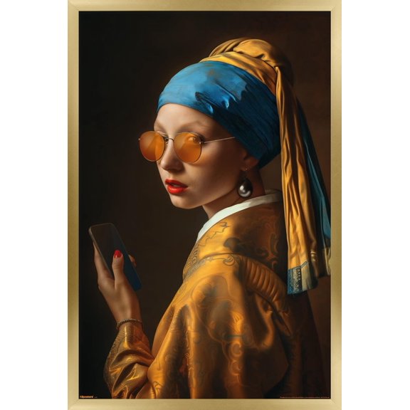 Reinders: Master Twist - Modern Pearl Girl Wall Poster, 22.375" x 34" Framed