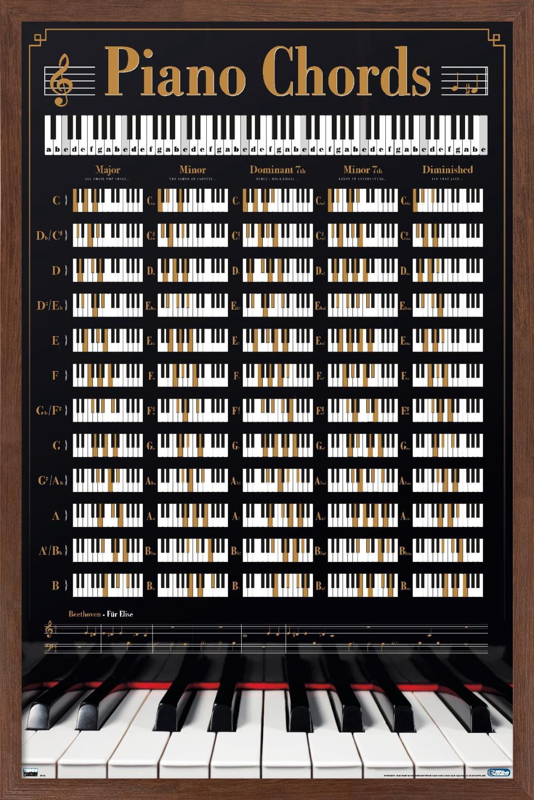 Reinders - Piano Keys Wall Poster, 22.375" x 34", Framed
