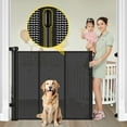 thumbnail image 1 of Reinforced 42” Extra Tall Retractable Baby Gates with Rods, Extends up to 60” Wide, Tall Retractable Dog Gate for Doorways Prevent Crawling Through Mesh Pet Gate Indoor Outdoor, Black, 1 of 11