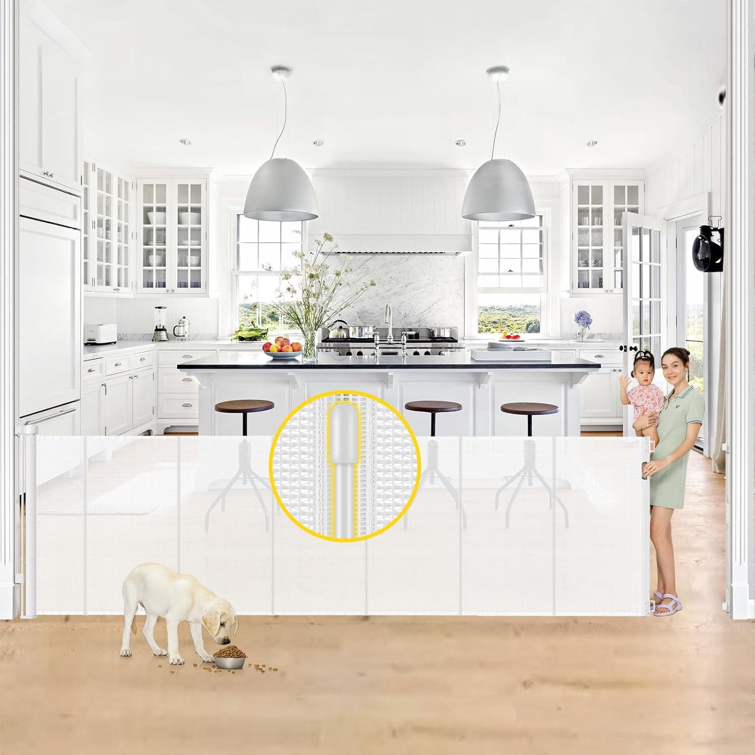 Reinforced 42” Tall x 130” Extra Wide Retractable Gate Extra Tall Baby