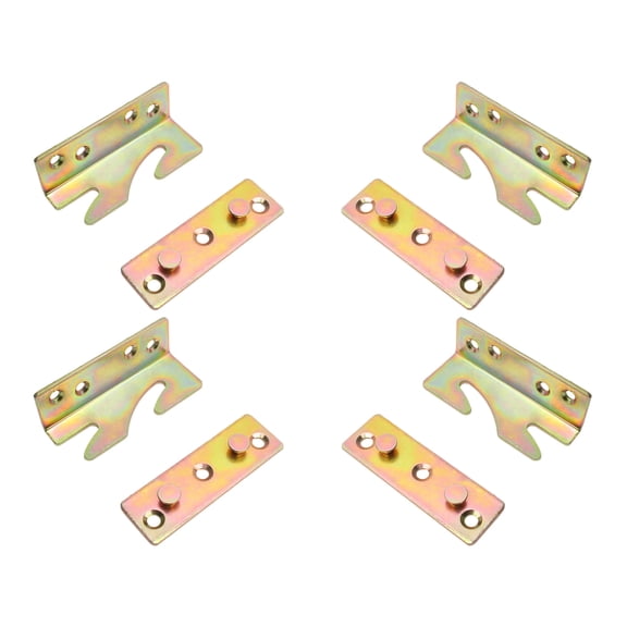 Reinforced Bed Rails Hardware Galvanized Brackets for Sturdy Home & Hotel Furniture Mounting