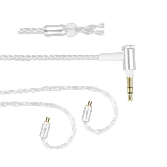 Reinforced Braided PVC Sound Cable 0.78mm 2Pin Silver Plated Wire for TF10