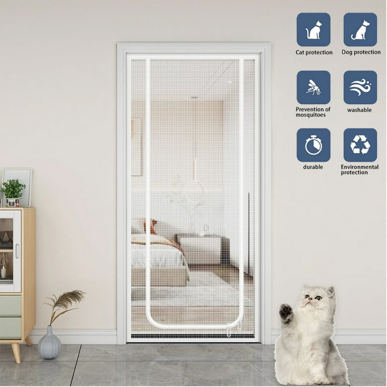 31.5x82.7 Reinforced Pet Proof Cat Screen Door Heavy Duty with Bilateral Zipper Doggie Guards Sliding Door Walmart