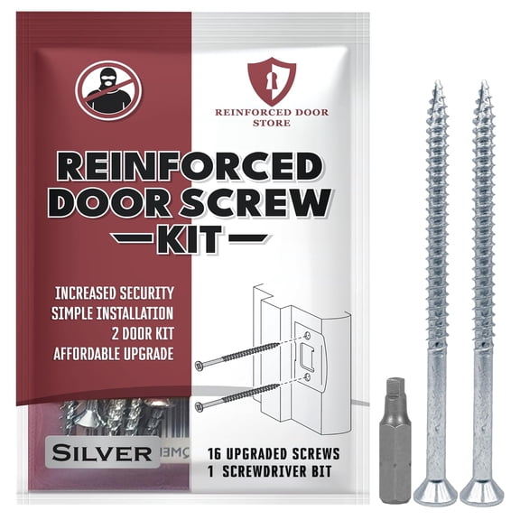 Reinforced Door Screw Kit for Strike Plates, Deadbolt Plates, and Hinges. 3-inch Screws and Screwdriver Bit, Makes Doors Kick Resistant, Home Security Upgrade