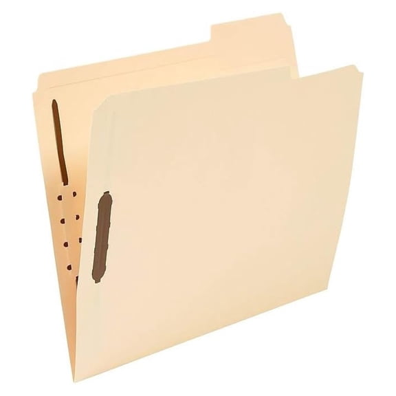 Reinforced Fastener Folders, Letter, Manila, 50/Box