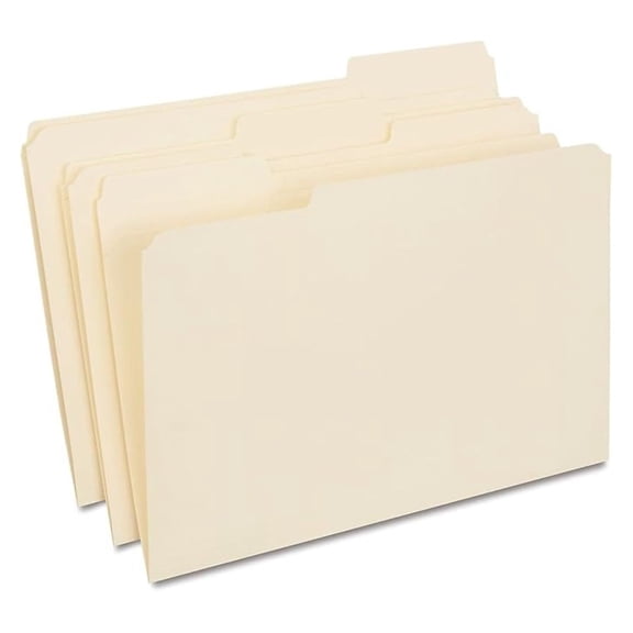 Reinforced File Folders Legal Size - 1/3 Cut Tabs Manila - Heavy Duty 11pt Paper Stock - 100 Pack - Document Organizers for Office, Home, School