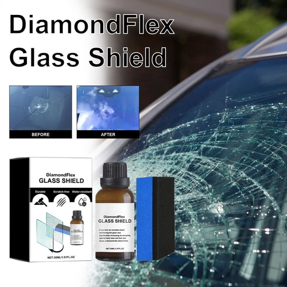 Reinforced Glass Repair Adhesive DiamondFlex Glass Shield 30ml Clear Coating For Windshield Mirror Plastic Scratch Resistance Protective Layer High Transparency Durable Automotive Maintenance