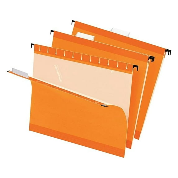 Reinforced Hanging File Folders, Letter Size, Orange, 1/5 Cut, 25/BX (4152 1/5 ORA)