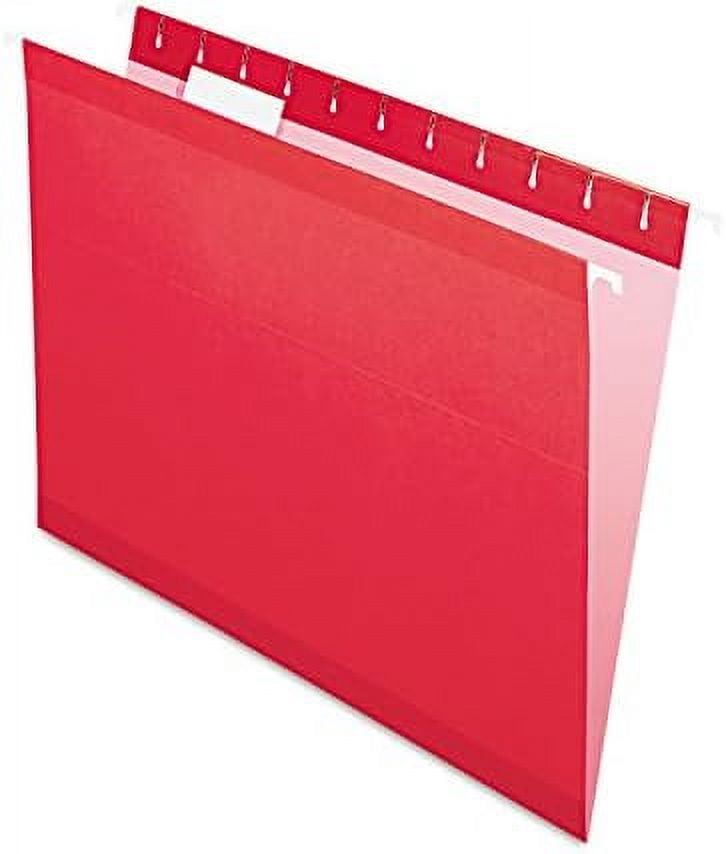Reinforced Hanging File Folders, Letter Size, Red, 1/5 Cut, 25/BX (4152 1/5 RED)