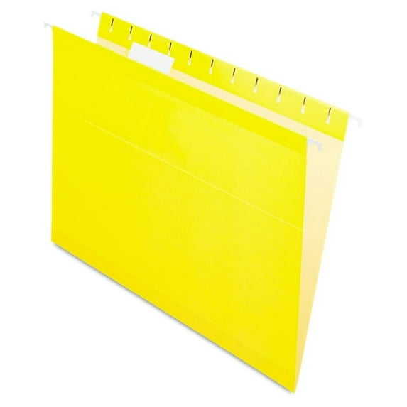 Reinforced Hanging File Folders, Letter Size, Yellow, 1/5 Cut, 25/BX (4152 1/5 YEL)