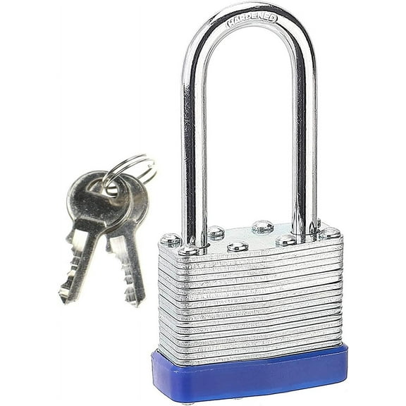 Reinforced Heavy Duty keyed Padlock Long Padlock Weatherproof Laminated Padlock for Garden Shed Garage, Fence, Storage Units, Outdoor Indoor Use