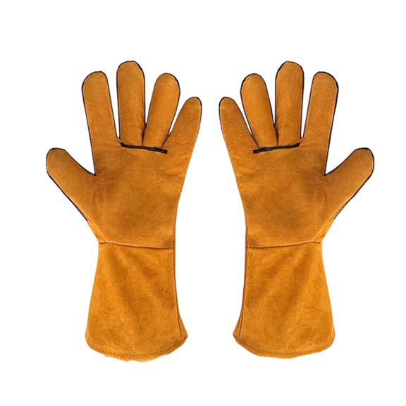 Reinforced Leather Welding Gloves With Soft Lining Heat Insulation Flexible Grip For Industrial Construction Workers