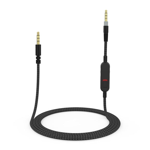 Reinforced Nylon Gaming Headphone Cord with 3.5mm Connectors, Inline Sound Adjustment & Compatibility