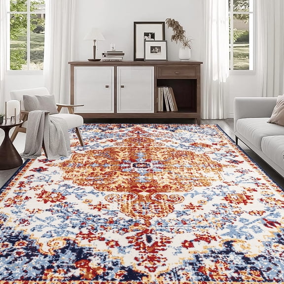 Reinforced Polyester 8x10 Area Rug | With Non-slip TPR Backing | Ideal for High-traffic Areas