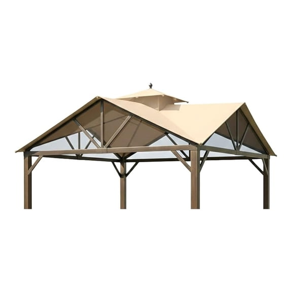 Reinforced Replacement Canopy Top Cover Compatible with The TPGAZ2307, TPGAZ2307A/B/D Style Selections Pitched Roof 10' x 10' Gazebo - Classic Sand, Riplock 350