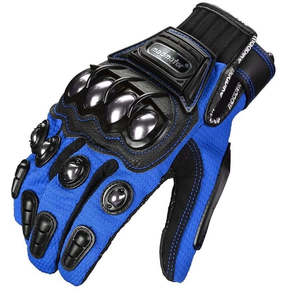 MADMOTOR Reinforced Safety Gloves with Breathable, Adjustable Features - Blue, XL, Motorcycle and Powersports, 1 Pair