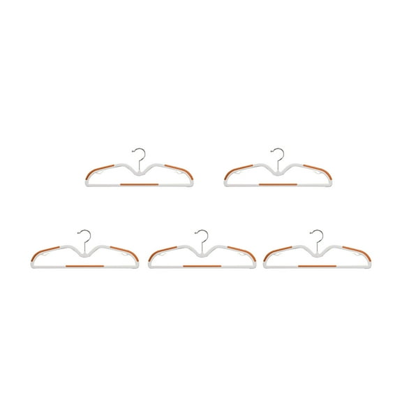 Reinforced Space-Saving Closet Hangers Short Neck Non-Slip 1.5x5.9 Inch Plastic Garment Hangers with Steel Core Thickened Shoulder 5-Pack Wardrobe Organizers(Orange)