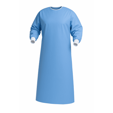 Reinforced Surgical Gowns, Level 3, SMS Poly-Coated Fabric, Open Back, Long Sleeves with Knit Cuffs, Impervious, One Size Fits All, Blue – Pack of 60