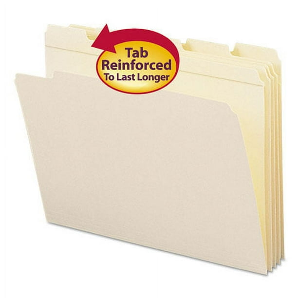 Reinforced Tab Manila File Folders, 1/3-Cut Tabs: Assorted, Letter Size, 0.75