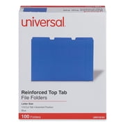 Universal UNV16161 Reinforced 1/3-Cut Assorted Top-Tab File Folders - Letter Size, Blue 100/Box