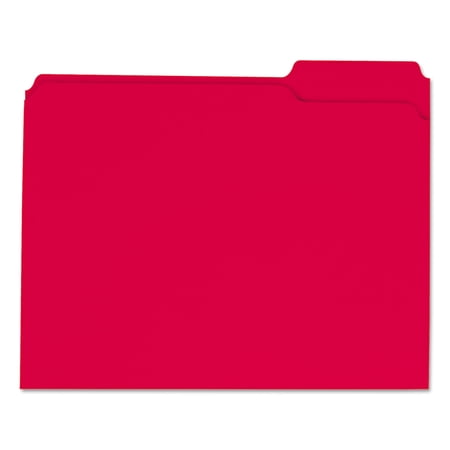 Universal UNV16163 Reinforced 1/3-Cut Assorted Top-Tab File Folders - Letter Size, Red (100/Box)