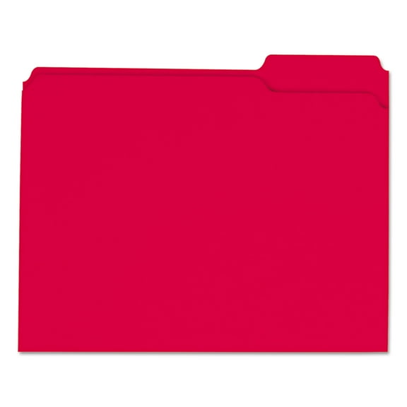 Universal UNV16163 Reinforced 1/3-Cut Assorted Top-Tab File Folders - Letter Size, Red (100/Box)