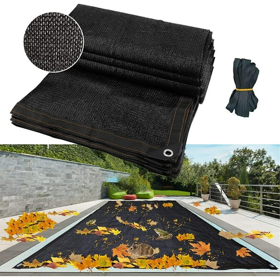 Reinforced Edge Mesh All-Weather Outdoor Protective Cover for In-Ground and Above-Ground Pools, Rectangular, 13.2 x 19.6 Feet