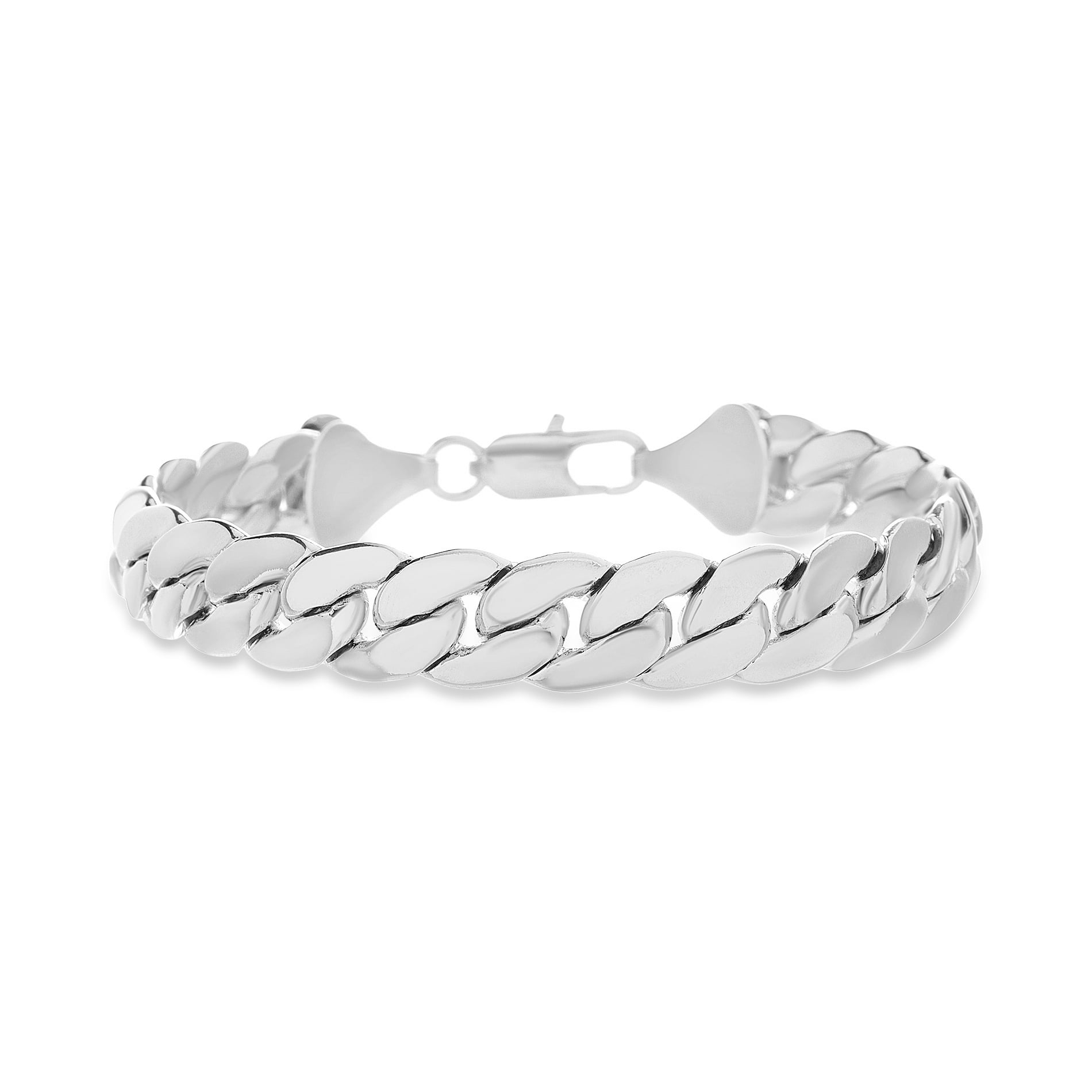 Flat Byzantine Bracelet Stainless Steel - Chunky Chain Curb Link, Unisex, Water Resistant, 9 Inch