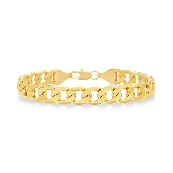Reinforcements 9.5MM Polished 8.5" Curb Chain Bracelet in Yellow Gold Plated Brass for Men