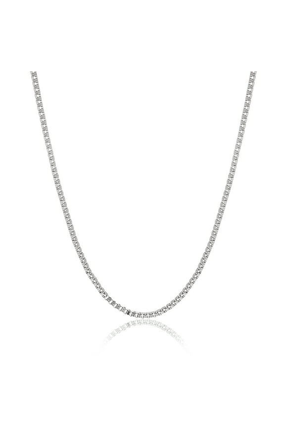 Polished 24" Box Chain Necklace in Stainless Steel for Men
