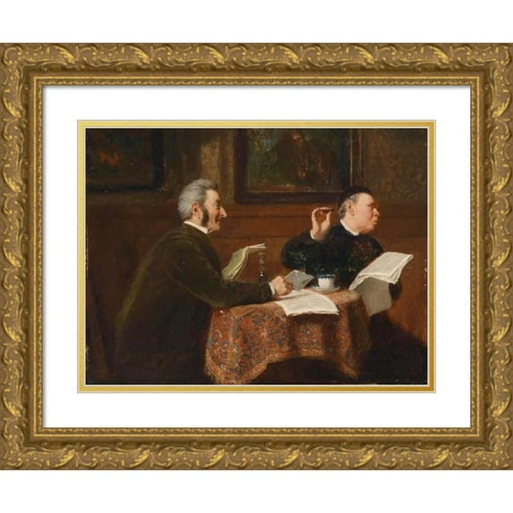 Reinhard Sebastian Zimmermann 24x18 Gold Ornate Framed and Double Matted Museum Art Print Titled - A Discussion