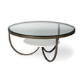 thumbnail image 1 of Reinhardt I 36" Round Clear Glass Top Marble Shelf Gold Base Coffee Table, 1 of 3