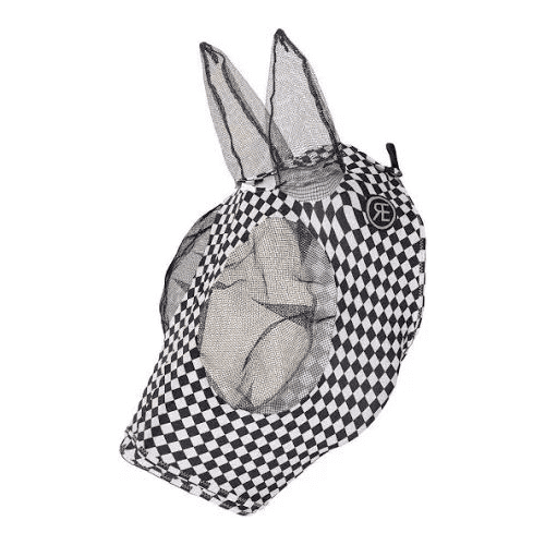 Reinsman Lycra Fly Mask with Ears Large Checkered Pattern