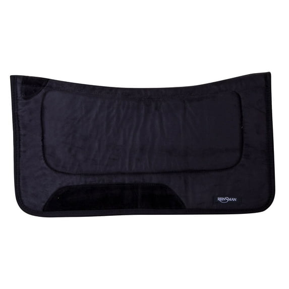 Reinsman Durable Square Contour Saddle Pad, Tacky Too Bottom, 32" L x 32" D x 3/4" T, Black Microsuede (246)