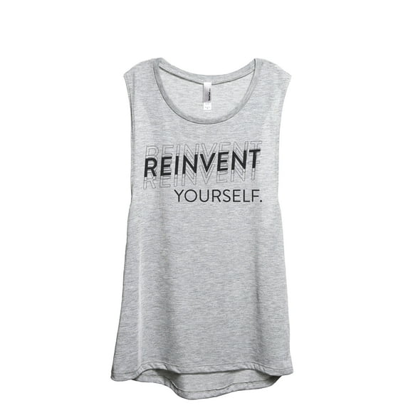 Reinvent Yourself Women's Fashion Sleeveless Muscle Tank Top Tee Sport Grey Large