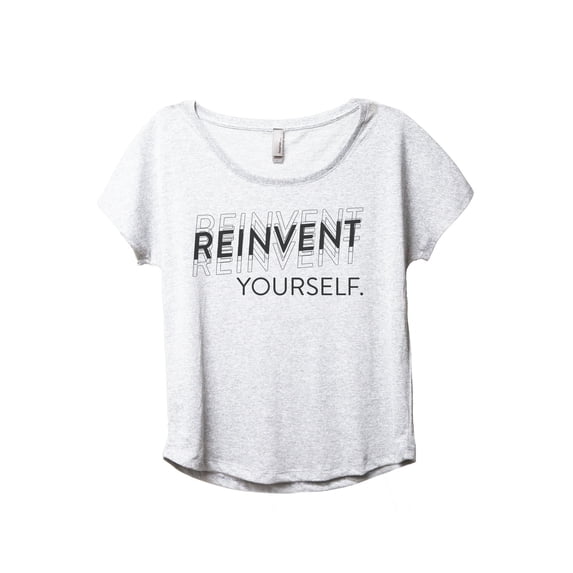 Reinvent Yourself Women's Fashion Slouchy Dolman T-Shirt Tee Heather White 2X-Large