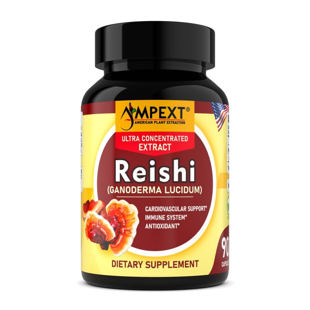 Reishi Mushroom Extract - Only Fruiting Bodies, Over 30% Beta-Glucans, Antioxidant, Pmonotes Longevity, Immunity Booster, Energy & Vitality, Removes Fatigue, 90 Veg Caps