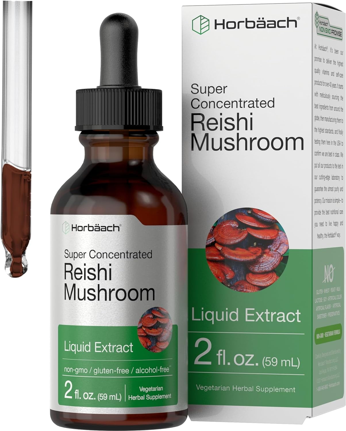 Reishi Mushroom Liquid Extract | 2 oz Tincture for Men and Women | by Horbaach