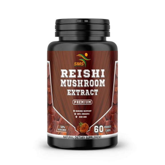 Reishi Mushroom Strongest Organic Capsules Lingzhi Lucidum Extract Pills Spores 60 Capsules