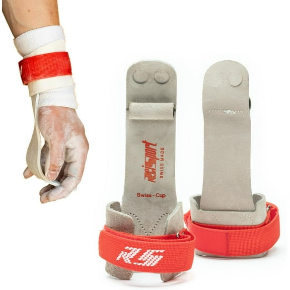 Reisport Men's Ring Gymnastics Grips - Durable Leather Hand Grips for Gymnastics Rings Men - LARGE