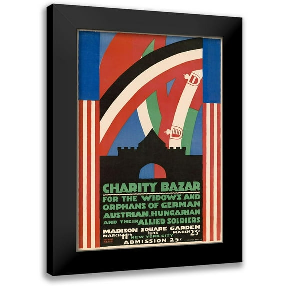 Reiss, Winold 11x14 Black Modern Framed Museum Art Print Titled - Charity Bazaar for Widows and Orphans, 1916
