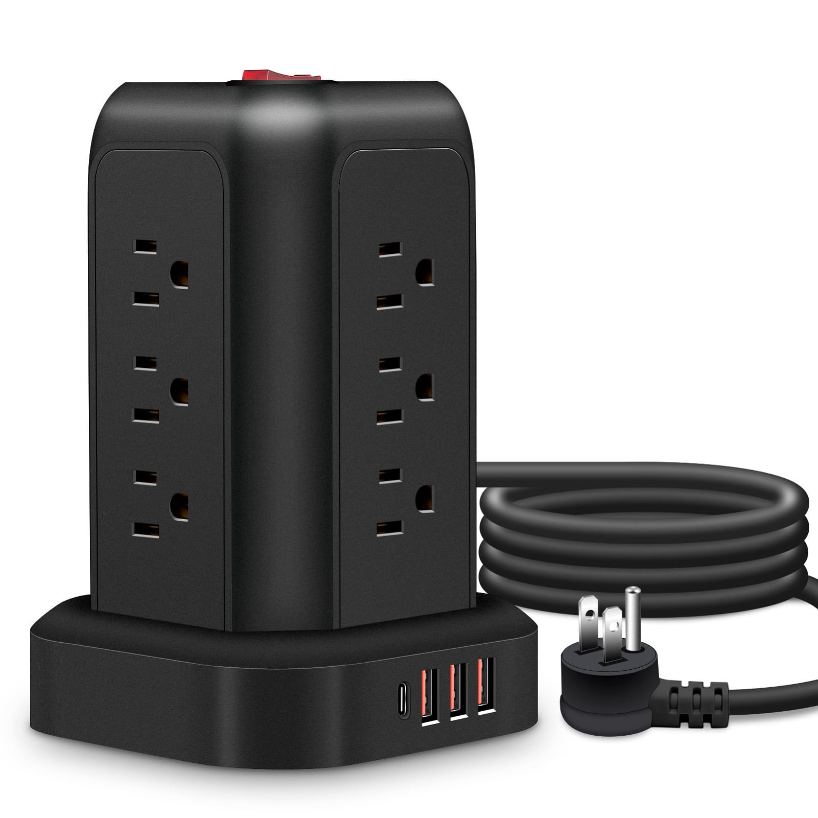 Reitu Tower Surge Protector Power Board 12 AC Sockets, 4 USB Ports (1 USB C) 1.5m Extension