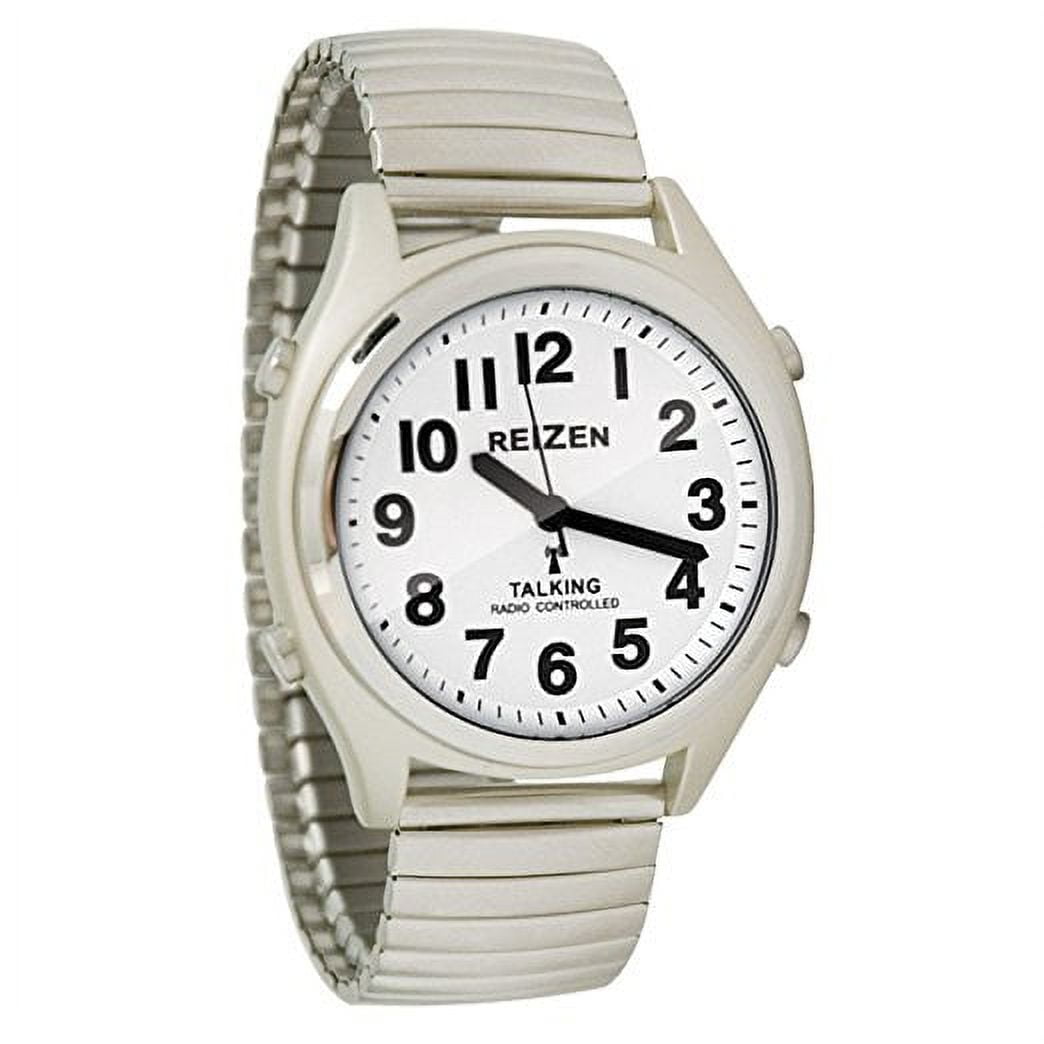 Reizen Talking Atomic Watch - White Face-Black Numbers-Expansion