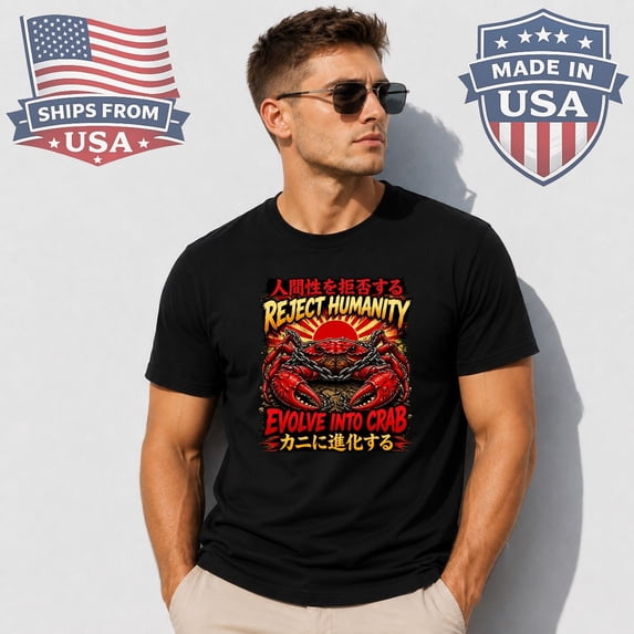 Evolve Easy Reject Humanity Evolve Into Crab Graphic T-Shirt - Walmart.com