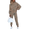 thumbnail image 1 of Rejlun Ladies Jogger Set Tie Dye Sweatsuits Long Sleeve Two Piece Outfit Loose Fit Lounge Sets Casual Sports Khaki M, 1 of 2