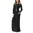 thumbnail image 1 of Rejlun Ladies Maxi Dresses Crew Neck Dress Solid Color Swing Sexy Holiday Black L, 1 of 8