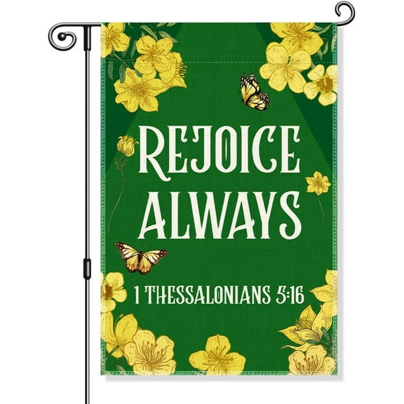 Rejoice Always Garden Flag, Funny Faith Bible Verse Yard Sign for Outside, Religious Housewarming Gifts for Family Friend, Christian Yard Sign Home Décor