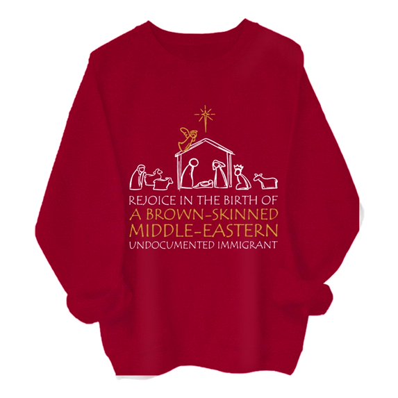 Rejoice in the Birth of a Brown Skinned Middle Eastern Sweatshirt, Rejoice in the Birth of a Brown Skinned Sweatshirt, Nativity Scene, Rejoice in Birth of Brown Skinned Middle Eastern