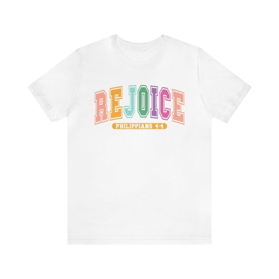 Rejoice Collegiate Easter Shirt, Bible Scripture Philippians T-shirt
