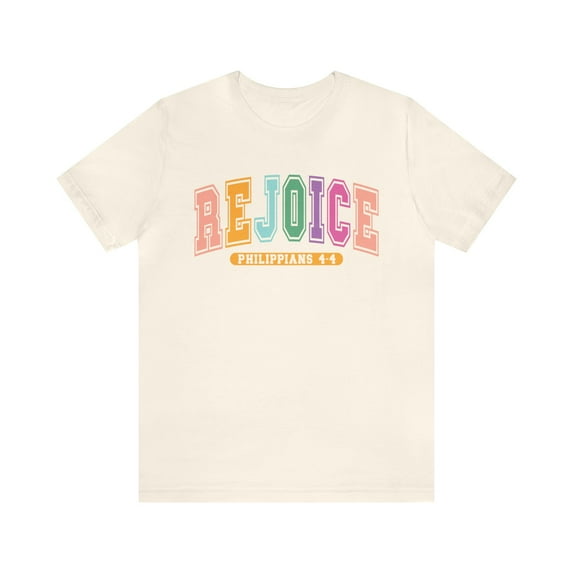 Rejoice Collegiate Easter Shirt, Bible Scripture Philippians T-shirt